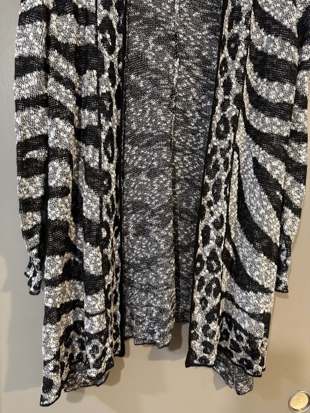 Ruby Rd. Animal Print Cardigan Black Gray Open Front Zebra Leopard - Picture 4 of 5